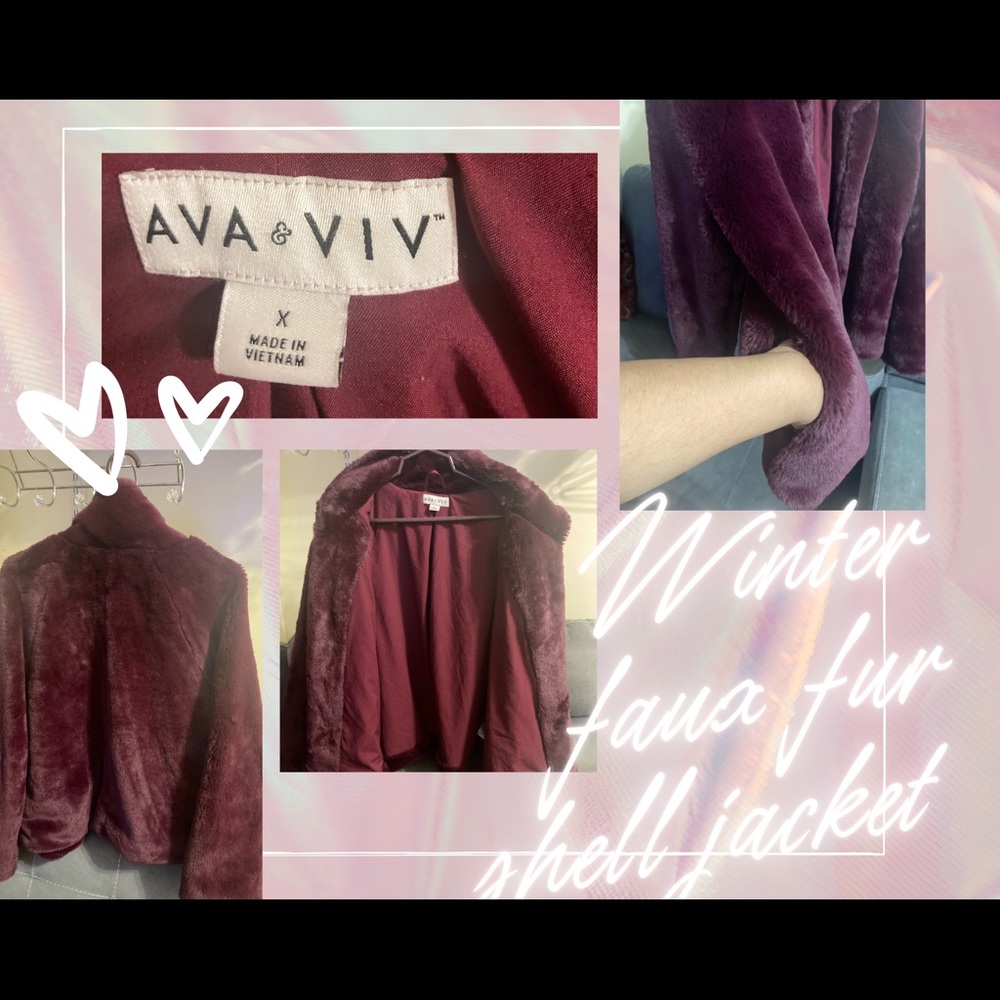 AVA & VIV Faux Fur Jacket Size X Like New